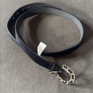 Women’s a new day Black Velvet Belt with Gold Buckle Size L NWOT